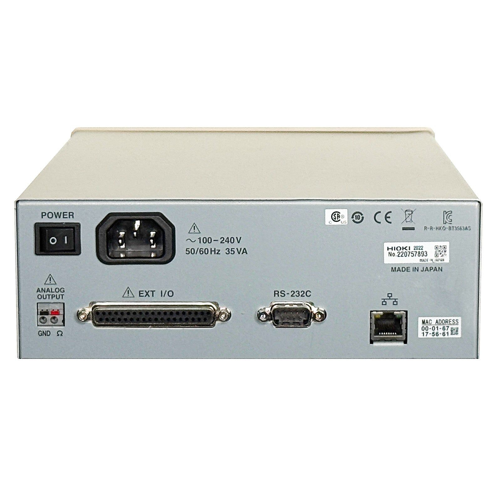 Hioki BT3562A Battery HiTester, 100 Vdc with LAN and Analog Output