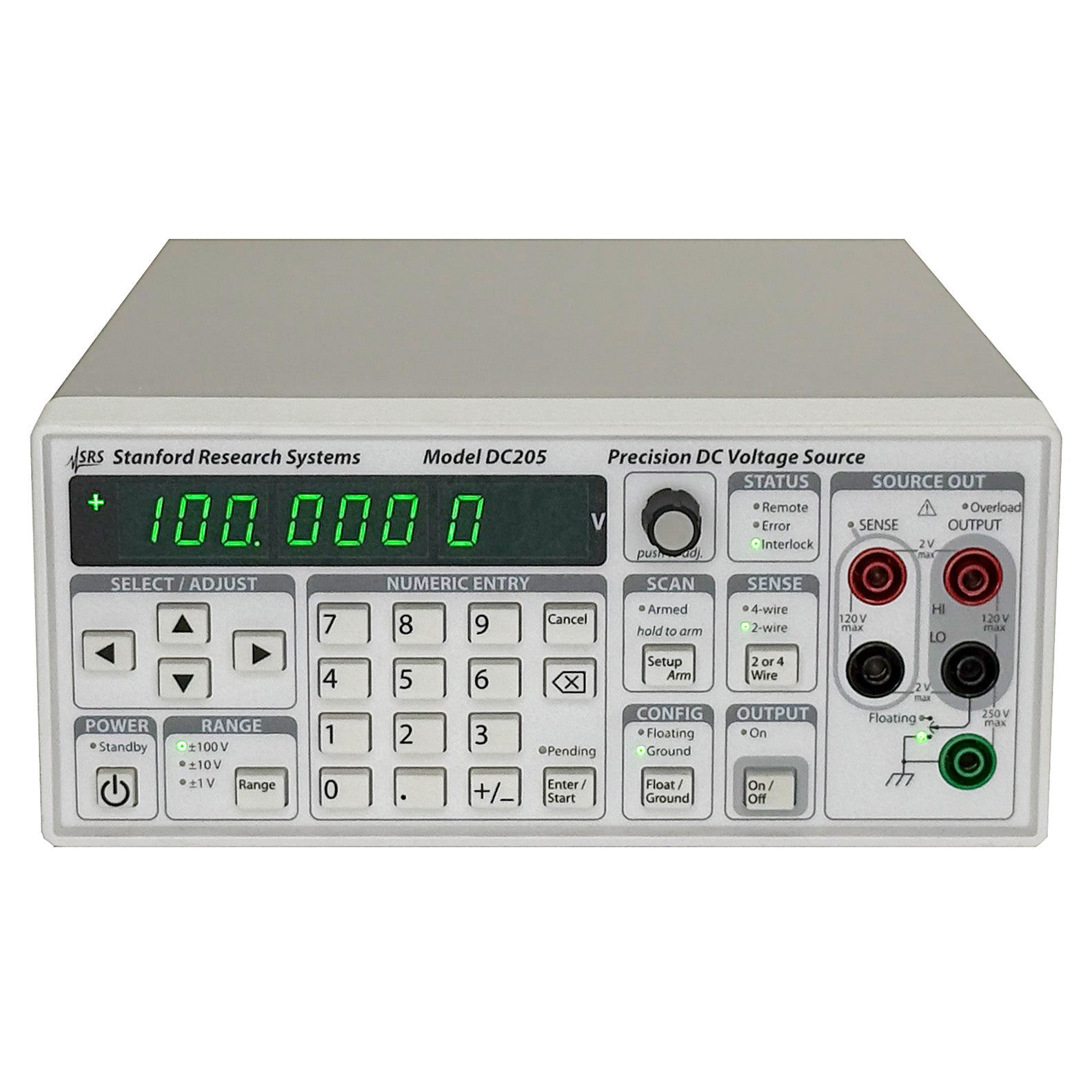 Stanford Research DC205 Precision DC Voltage Source, ±100 Vdc, 50 mA, USB