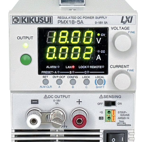 Kikusui PMX18-5A Programmable DC Power Supply, 0 to 18 Vdc, 0 to 5 A