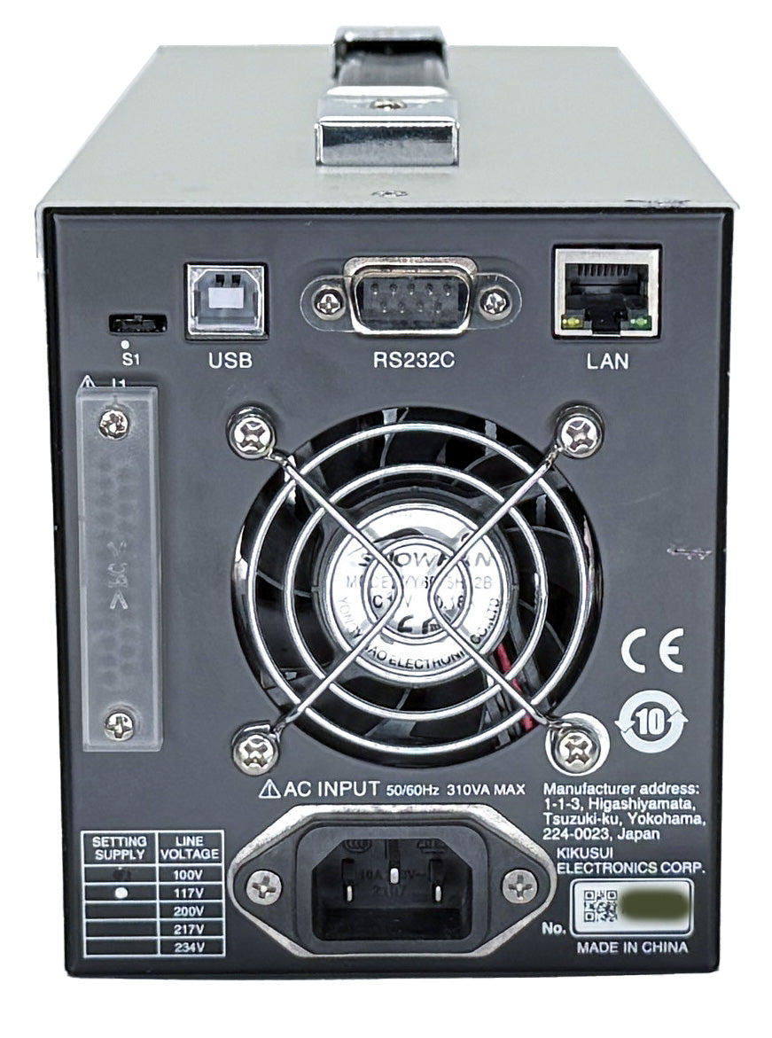 Kikusui PMX18-5A Programmable DC Power Supply, 0 to 18 Vdc, 0 to 5 A, LAN