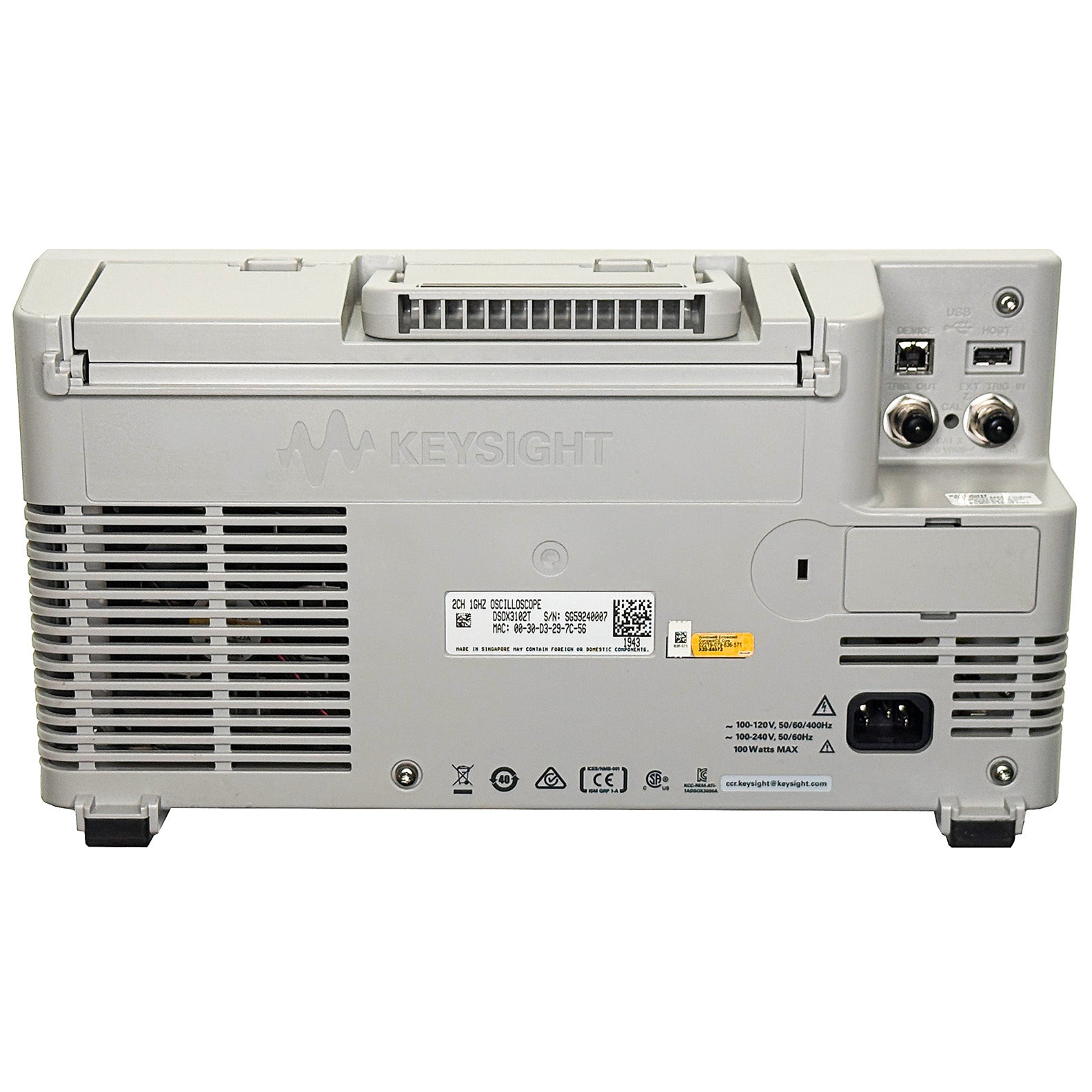 Keysight / Agilent DSOX3102T Oscilloscope: 1 GHz, 2 Analog Channels, 5 GSa/s