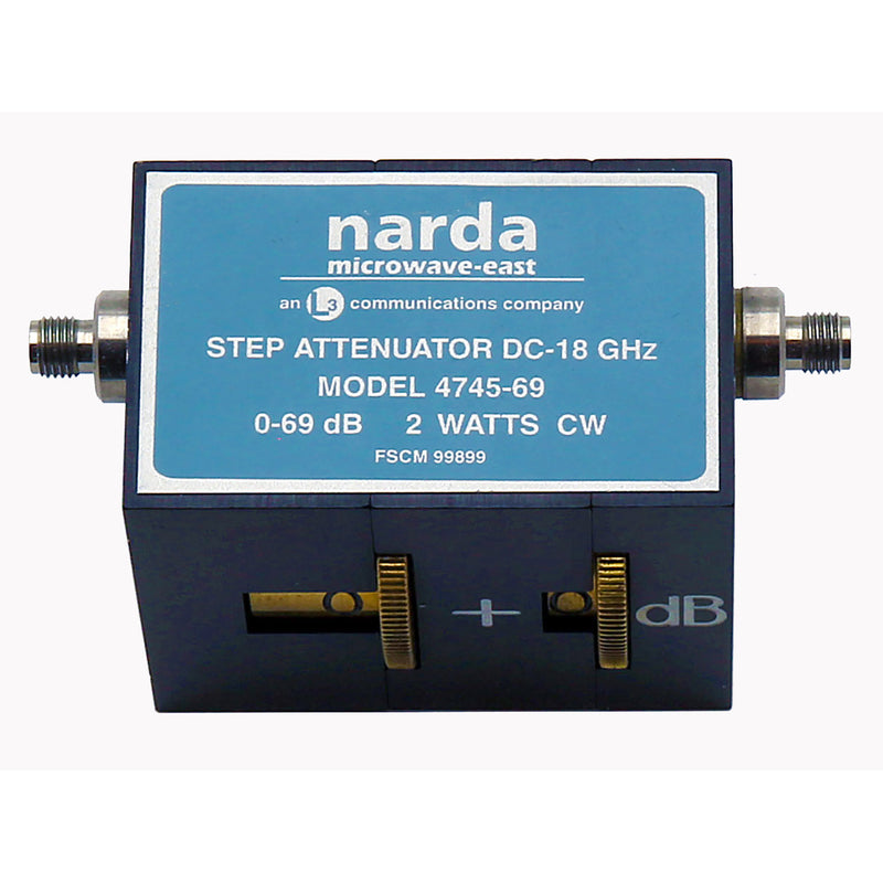 Narda 4745-69 Variable Attenuator, dc to 18.0 GHz, 0 to 69 dB, SMA(f)