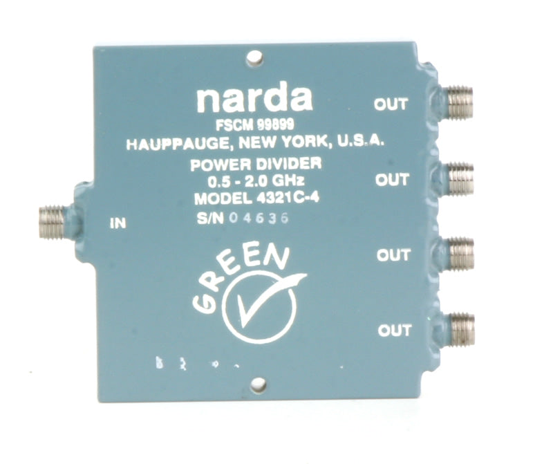 Narda 4321C-4 Power Divider, 4-way, 0.5 to 2.0 GHz, SMA(f), 30 Watt