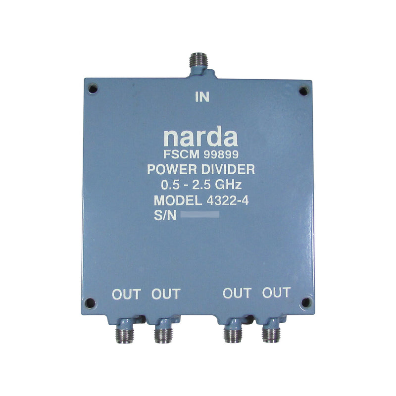 Narda 4322 Power Divider, 0.5 to 2.5 GHz, SMA(f), 30 Watt
